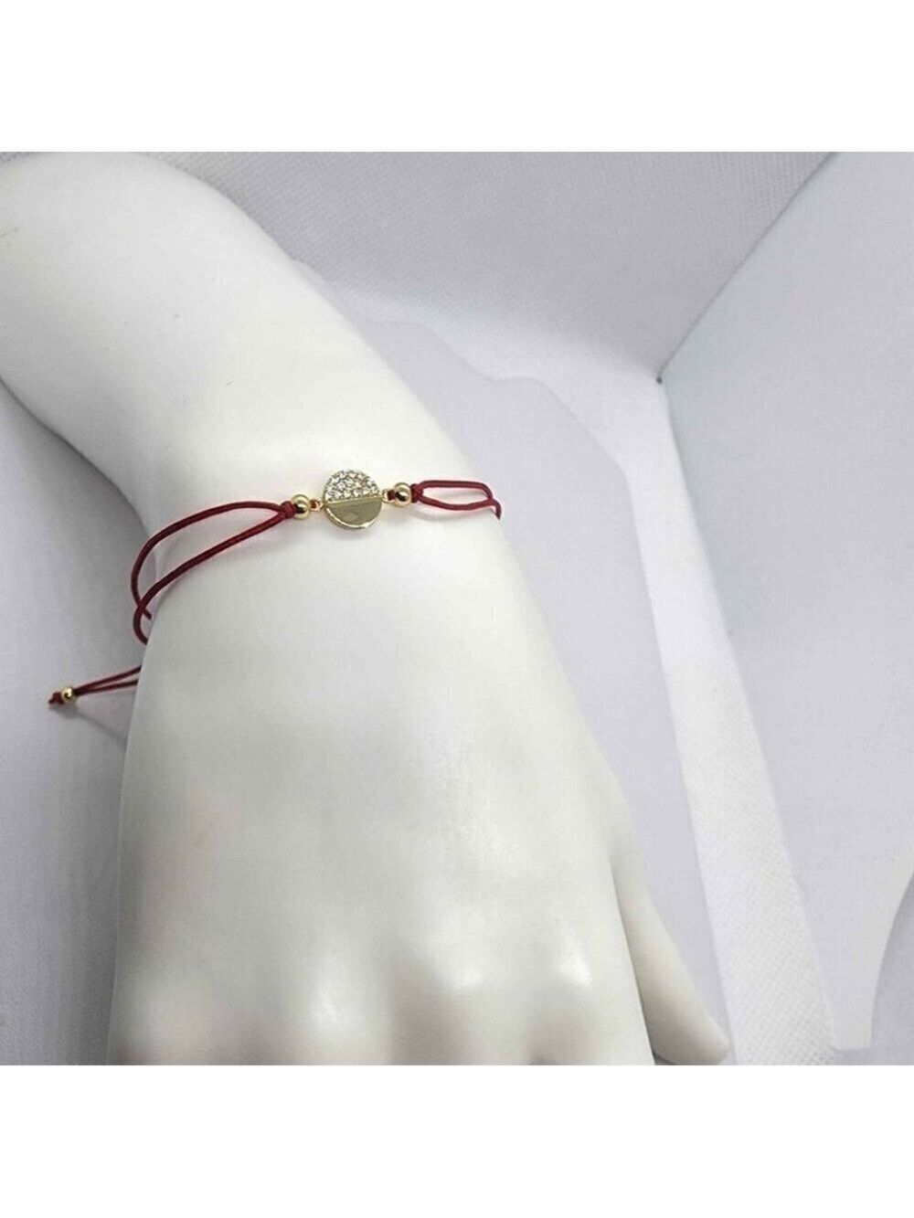 Sterling Silver 925 Round Design With Red String Bracelet